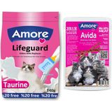 Amore Yavrukedi Süt Tozu Lifeguard 240GR, Biberon, Kuzu Etli Sticks Ödül 12LI - 240 Gr + Avida Lamb