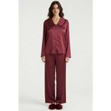 Amoris Bordo Uzun Saten Pijama Takımı