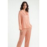 Amoris Somon Uzun Saten Pijama Takımı