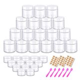 AMORIX 2 oz Plastik Kavanoz Yuvarlak Kozmetik Kapları Beyaz Kapaklı | Krem, Vücut Yağı, Göz Farı, Suni Elmas, Dudak Ovma, Seyahat için 20 g Şeffaf Küçük Numune Kapları (48'li Set) - Ücretsiz Etiketler ve