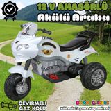 Amortisörlü Akülü Turbo Goway Motosiklet Beyaz - Aliş Goway Motorsiklet 12 Volt Akülü Motor - Aliş Go Way Motor