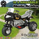 Amortisörlü Akülü Turbo Goway Motosiklet Siyah - Aliş Goway Motorsiklet 12 Volt Akülü Motor - Aliş Go Way Motor