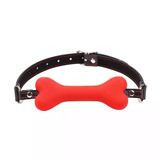Amosis Fetish Beginner Deri Kemerli Yumuşak Silikon Kırmızı Köpek Kemiği Ağız Tıkacı Dog Bone Mouth Gag