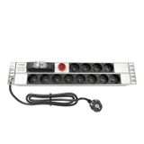 AMP Connect 19" 1U 12'li Schuko Sigortalı Volt/Amper Göstergeli Kabinet Grup Prizi