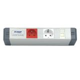 AMP CONNECT Alüminyum Profil Yatay Donatılmış Brotik 1 UPS Prizi 1 Şebeke Prizi 1 CAT3 Telefon veya CAT5 – CAT6 Data Prizi