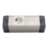 AMP CONNECT Alüminyum Profil Yatay Donatılmış Brotik 1'lİ Blok Priz + 1 CAT3 Telefon veya CAT5 – CAT6 Data Prizi