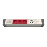 AMP CONNECT Alüminyum Profil Yatay Donatılmış Brotik 3 UPS 1 Şebeke Prizi 1 CAT3 Telefon veya CAT5 – CAT6 Data Prizi