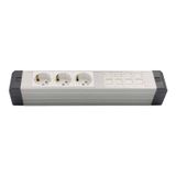 AMP CONNECT Alüminyum Profil Yatay Donatılmış Brotik 3'lİ Blok Priz + 4 CAT3 Telefon veya CAT5 – CAT6 Data Prizi