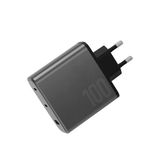 Ampcharge Gan100 2 Adet 100W Type-C Ve 30W Usb 3.0 Çıkışlı Hızlı Şarj Aleti - Koyu Gri