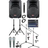 Ample Covering Paket-2 Aktif Hoparlör ve Mixer Full Ses Sistemi Seti, Siyah