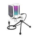 Ampligame A6V Yayıncı ve Oyuncu Rgb USB Mikrofon, Beyaz - Renkli