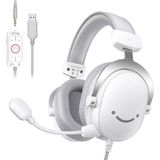 Ampligame H6W Beyaz Mikrofonlu Oyuncu Kulaklığı USB Bağlantı ile Düşük Gecikme ve Yüksek Ses Kalitesi