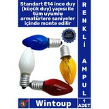 #Ampulü Kalite Tasarruflu Dekoratif Küçük İnce Duy Ambiyans 7W E14 Duy Renkli Gece Lambası Ampulü Vitrin