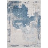 Amravati Mavi Çerçeveli Modern Geometrik Etnik Desenli Boho Makinada Yıkanabilir Hafif Hav Toz Vermez Leke Tutmaz Kaymaz Taban Dijital Makine Baskı Halı Oturma Odası Salon Yolluk Koridor Mutfak Halısı