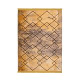 Amstelveen Sarı Geometrik Modern Geometrik Etnik Desenli Boho Makinada Yıkanabilir Hav Toz Vermez Leke Tutmaz Kaymaz Taban Dijital Makine Baskı Halı Oturma Odası Salon Yolluk Koridor Mutfak Halısı