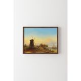 Amsterdam Yakınlarındaki Su Değirmeni - Ahşap Desenli Çerçeve, Ceviz, 23 x 32