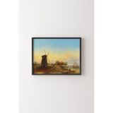 Amsterdam Yakınlarındaki Su Değirmeni - Siyah Çerçeve, Siyah, 23 x 32