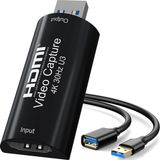 AMZHRLY 4K HDMI - USB 3.0 Video Yakalama Kartı 1080P 60FPS Kamera Bağlantı Kartı Oyun Yakalama Kartı Adaptörü Ekran Kayıt Yakalama Cihazı Akış, Oyun, Video Konferans, Öğretim, Canlı Yayın için