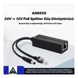 An6650 Poe Splitter Adaptör 24V To 12V Gigabit Ethernet Ip Kamera Nvr Modem Access Point Dönüştürücü