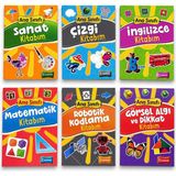 Ana Sınıfı Eğitim Seti 6 Kitap | Sanat, Çizgi, Ingilizce, Matematik, Robotik Kodlama, Görsel Algı ve Dikkat Kitaplarım | Okul Öncesi Eğitici Aktivite Seti