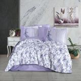 Anabel Amatis - Çift Kişilik Poplin Kapitone Nevresim Takımı - Mor - 200 x 220 cm