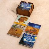 Anadolia Van Gogh Seramik Ahşap Kutulu 4'lü Bardak Altlığı