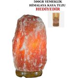 Anadolu Hasat 3-4Kg Himalaya Kaya Tuzu Lambası (Kablo Açma Kapama Anahtarlı Ampul) 500GR Himalaya Tuz Hediye - Sarı