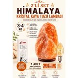 Anadolu Hasat 3-4kg Himalaya Kristal Kaya Tuzu Lambası 1.5m Kablolu Açma-Kapama Düğmeli+ampul hediyeli - Sarı