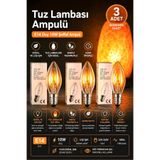 ANADOLU HASAT 3 Adet-Tuz Lambası Ampulü E14 Gece Lambası Ampulü şeffaf