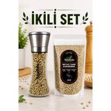 Anadolu Hasat Beyaz Tane Karabiber 100GR + Metal Seramik Bıçaklı Baharat ve Tuz Öğütücü 130GR(TUZ Değirmeni) Dolu