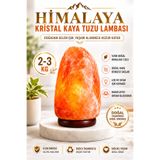 ANADOLU HASAT Himalaya Kristal Kaya Tuzu Lambası 2-3 Kg Ahşap Tabanlı 1,5 Metre Kablolu Doğal Lamba