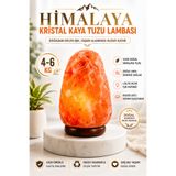 ANADOLU HASAT Himalaya Kristal Kaya Tuzu Lambası 4-6 Kg Ahşap Tabanlı 1,5 Metre Kablolu Doğal Lamba