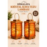 ANADOLU HASAT Himalaya Kristal Kaya Tuzu Lambası Fener Model 4-5 Kg 2’li Set Ahşap Dekoratif Tuz Lambası