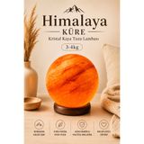 ANADOLU HASAT Himalaya Küre Kaya Tuzu Lambası 4-5 Kg Ahşap Tabanlı 1,5 Metre Kablolu
