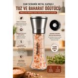 ANADOLU HASAT Metal Başlıklı Seramik Himalaya Kaya Tuzu Değirmen Öğütücü 200gr