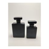 ANADOLU PARFÜM 2 Parça Mat Siyah Parfüm Şişesi Seti - Dekoratif Doldurulabilir Cam Şişe - 100ml & 50mL