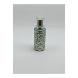 ANADOLU PARFÜM | Boş Dekoratif Cam Parfüm Şişesi, Mavi-Altın Desenli, Kristal Kapaklı, Silindirik Tasarım 50ml