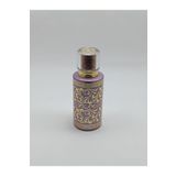 ANADOLU PARFÜM | Boş Dekoratif Cam Parfüm Şişesi, Mor-Altın Desenli, Kristal Kapaklı, Silindirik Tasarım 50ml