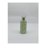 ANADOLU PARFÜM | Boş Dekoratif Cam Parfüm Şişesi, Yeşil-Altın Desenli, Kristal Kapaklı, Silindirik Tasarım 50ml