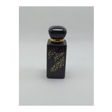 ANADOLU PARFÜM, Boş Doldurulabilir Cam Parfüm Şişesi, Mermer Desenli Dikdörtgen, Siyah Cam, Altın Sarmaşık Desenli, Parlak Kapaklı, Yuvarlak Kapaklı, 50ml