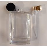 ANADOLU PARFÜM | Boş Şeffaf Cam Parfüm/Kolonya Şişesi, Dikdörtgen Tasarım, Siyah Basmalı Kapaklı, 100ml