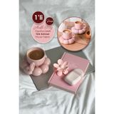 Anadolu Saray 1 Adet El Yapımı Seramik Pembe Papatya Model Handmade Türk Kahvesi Fincan Seti 90ml