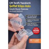 Anadolu Saray 1 Çift Taraflı Yapışkanlı Şeffaf Klips Askı Güçlü Duvar Kancası Çok Amaçlı Sabitleyici