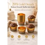 Anadolu Saray 20’li Gold Detaylı Bohem Desenli Muffin Cupcake Kağıt Kek Kalıbı