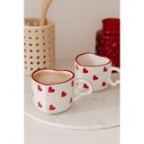 Anadolu Saray 2'li El Yapımı Seramik Kalp Tasarım Mug Kupa Fincan Handmade El Yapımı Mug Fincan Kupa Kahve Kupası
