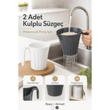 Anadolu Saray 2'li Kulplu Makarna ve Pirinç Süzgeci Plastik Mutfak Süzgeç Seti