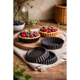 Anadolu Saray 3 Adet Mini Tart Kalıbı 10 cm Karbon Çelik Yapışmaz Kek ve Turta Kalıbı