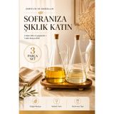Anadolu Saray 3 Parça Akasya Yağdanlık Seti 500 ml Cam Yağlık Sirkelik Mantar Tıpalı Sunumluk