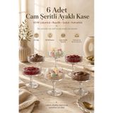Anadolu Saray 6’lı Cam Şeritli Ayaklı Kase 50 ml Lokumluk Reçellik Sosluk Kahvaltılık