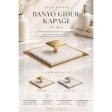 Anadolu Saray Doğal Mermer Banyo Gider Kapağı 10x10 cm Paslanmaz Çelik Detaylı - 1 Adet